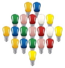 Image of 15watt Coloured Pygmy Light Bulbs "Crompton" Branded BC. SBC. SES End Caps