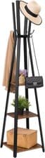 Image of HOOBRO Coat Rack Stand w 3 Shelves Hooks Rustic Brown EBF82YM01