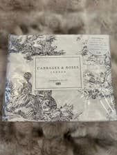 Image of Cabbages & Roses Charcoal Country Toile Queen Size Sheet Set | Cotton Percale