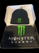 Image of Monster Energy Beanie And T Shirt boxed set.