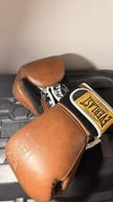 Image of Everlast 1910 Premium Leather Boxing Gloves – Brown – 12oz – New