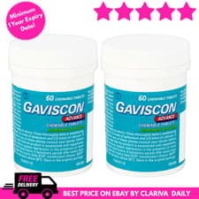Image of 2x Gaviscon Advance Mint Chewable Tablets 60Pack (120 Tablets) Heartburn Relief