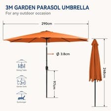 Image of 3M Garden Parasol Canopy Sunshade Outdoor Patio Umbrella Cantilever Tilt Crank