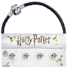 Image of New Official Genuine Harry Potter Black Leather Charm Bracelet & Spell Charms