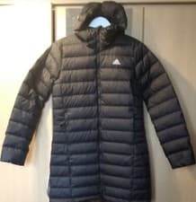 Image of Adidas Down Jacket Hooded Black Todown Coat Small 8-10 Puffer Women's Ladies