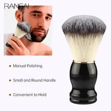 Image of Mens Traditional Natural Bristle Shaving Brush Wooden Handle Barber Hair Beard