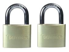 Image of Defender Aluminium Padlock Keyed Alike Twin Pack 40Mm DEFDFAL4T