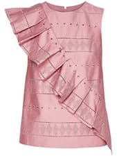 Image of TED BAKER FORELLI RUFFLE FRONT EMBROIDERED TOP PINK SIZE 1 (8) BNWT! RRP £109!!