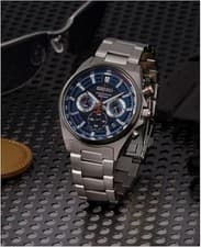 Image of Seiko Men's Chronograph Analogue Blue dial Stainless Steel SSB407P1