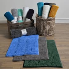 Image of Chenille Bobble Bath Mat Non Slip - 100% Microfibre Easy Care Supersoft Bath Rug