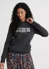 Image of Superdry Premium Brand Embroidery Box Entry Hoodie Charcoal Marl  Size 8. BNWT