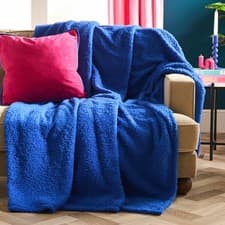 Image of OHS Teddy Fleece Bear Blanket Large Throw Over Bed Plush Soft Bedspread