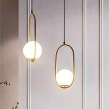 Image of Glass Gold Pendant Light Fixtures Living Room Modern Ceiling Light White Frosted