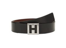 Image of Hugo Boss Women's Belt Black Leather Silver Buckle (Waist Sizes: 26, 28 ) New
