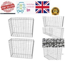 Image of Versatile Outdoor Gabion Baskets - 100x80x30cm, Includes Free Connectors & Hooks