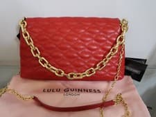 Image of LULU GUINNESS TARA QUILTED LIPS CLUTCH BAG BNWT RRP £295 DUST BAG/CARE CARD
