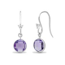 Image of 18ct White Gold Jewelco London Diamond Amethyst Bubbly Tear Drop Earrings