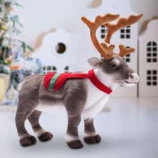Image of Christmas Reindeer Plush Toy Doll Soft Realistic Reindeer Figurines