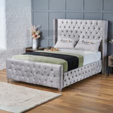 Image of MAYFAIR OTTOMAN CHESTERFIELD BED FRAME GAS LIFT STORAGE & ORTHOPAEDIC MATTRESS