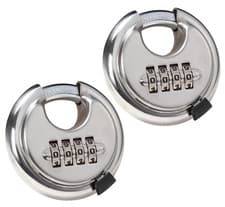 Image of 2x 70mm 4 Digit Combination Round Discus Shackle Padlock Steel Heavy Duty