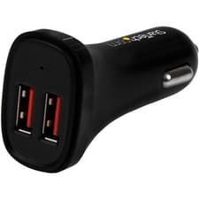 Image of StarTech.com Dual Port USB Car Charger - High Power 24W/4.8A - Black - 2-Port US