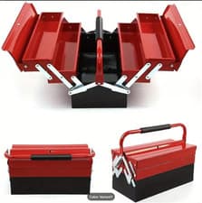Image of Metal Tool Box with 3 Tiers 5 Tray Heavy Duty Cantilever ToolBox 43x22x21cm