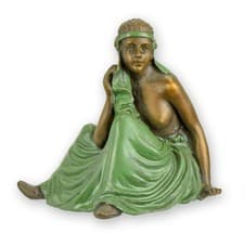Image of An erotic bronze sculpture of a semi nude woman replica retro design decoration
