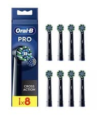 Image of Oral-B Pro Cross Action Replacement Toothbrush Heads Black - Pack of 8