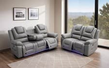 Image of Oxford 3 + 2 Electrical Recliners- USB/LED + Cupholders. Grey/ Black/Brown/Mocca