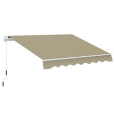 Image of Outsunny 2.5m x 2m Garden Patio Manual Awning Canopy w/ Winding Handle Khaki