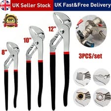 Image of 3Pcs Heavy Duty Water Pump Pliers Set Groove Joint Pliers Plumbers Wrench Tools