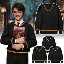 Image of Harry Potter Jumper Sweater Gryffindor Ravenclaw Lythern Hufflepuff Adult & Kids