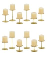 Image of Nuptio Pillar Candle Holder Gold - 12 Pcs Metal Candelabra Candlestick Stand