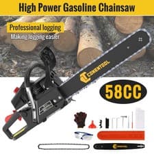 Image of 52cc Heavy Duty Petrol Chainsaw 18" Bar 2-Stroke Easy-starting Wood Saw 45cm New