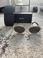 Image of PRADA Women's Sunglasses PR 65ZS ZVN09T Gold Frame Black Lens with Case
