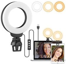 Image of 4" USB LED Ring Light for Laptop + Clip for Fill Light Ipad Computer Cameras