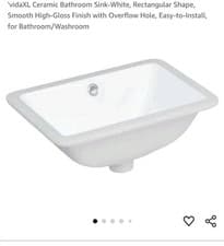 Image of vidaXL Ceramic Stand Bathroom Round Sink Basin Faucet Overflow Hole - White...