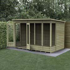 Image of Forest Beckwood Pent Summerhouse 10x6 - Double Door - 5 Windows Garden Shed