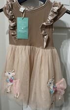 Image of BNWT Monsoon Baby Children Girls Dress 18-24MONTHS Pink Deer Sparkles