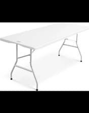 Image of KEPLIN 6ft Folding Table with White Top, 180x70x74cm – Sturdy Metal White.
