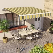 Image of Manual Awning Canopy Outdoor Garden Patio Sun Shade Retractable Shelter 9 Colour