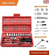 Image of Versatile 46-Piece 1/4" Drive Socket Set with Extensions - Ideal for Home & Auto