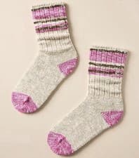 Image of Anthropologie Stripe Hiker Socks Cotton Wool Blend OS