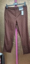 Image of BNWT Dorothy Perkins Size 10 Brown Spot Tailored Smart Trousers (326/274/v)