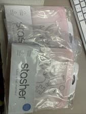 Image of 2 X Stasher Platinum Silicone Food Grade Reusable Storage Bag, Pink Sandwich Bag