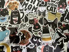 Image of 20 PCS Black Cat Sticker Pack - Vinyl Decals Sticker Bomb Funny Kawaii EMO