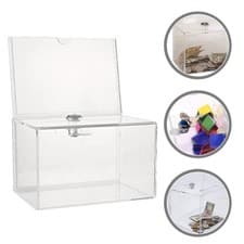 Image of Suggestion Ballot Box With Lock Clear Acrylic Donation Box For Fundraising