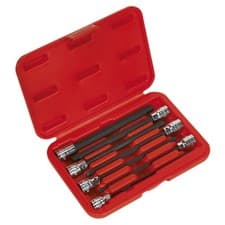 Image of Sealey Hex Socket Bit Set 7 Piece 3/8" Square Drive 150mm Metric Socket Bit Set