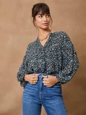 Image of MINT VELVET Size 16 navy print Blouse BNWOT