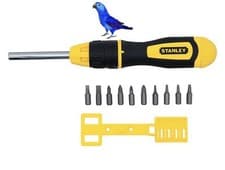 Image of Stanley Multibit Ratchet Screwdriver Bit Set 0-68-010 With 10 Bits STA068010